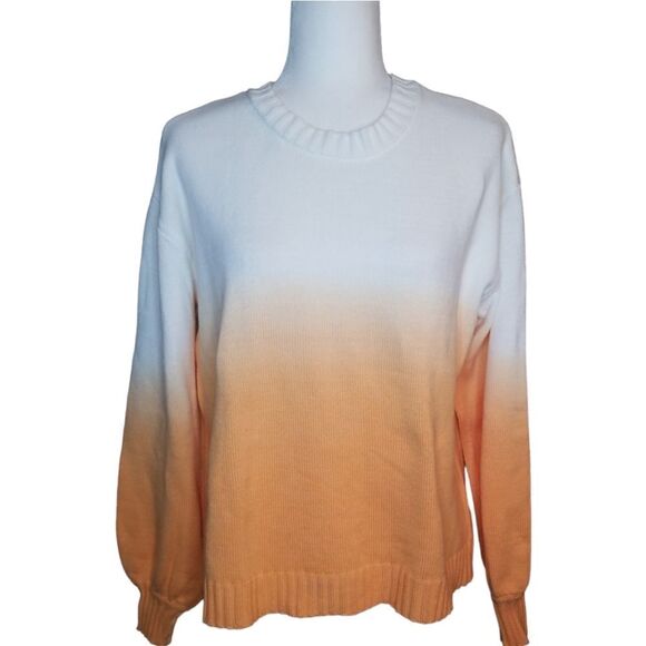 Ella Rafaella Ombre Pullover Sweater Mock Orange White Knit Size XL - Picture 3 of 10
